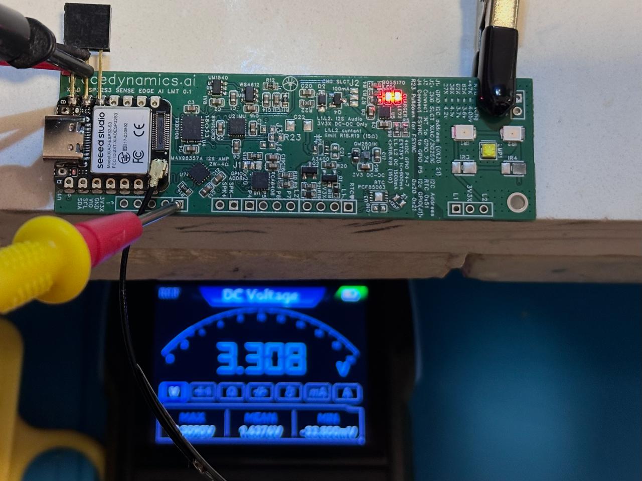 MMT board under test on workbench